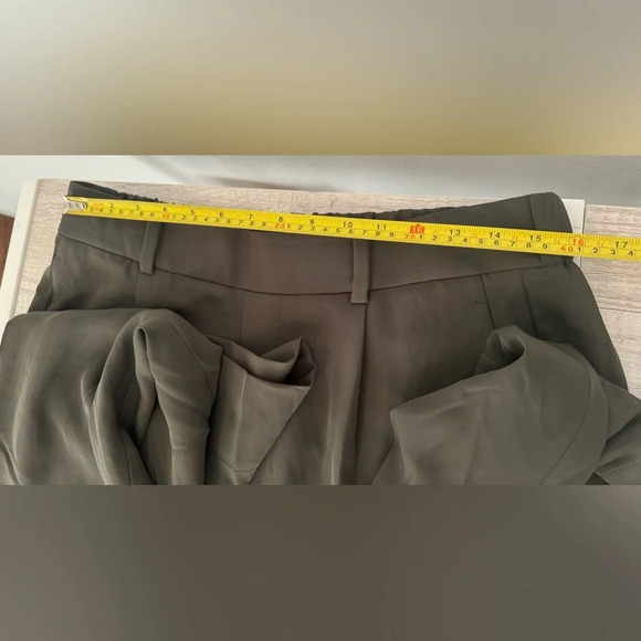 VINCE EASY HIGH WAIST PULL-ON PANTS Cropped Green Career Relaxed Large *FLAW* - Picture 10 of 13